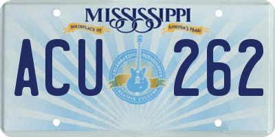 MS license plate ACU262
