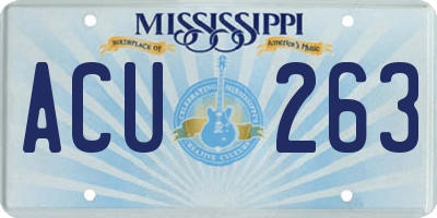 MS license plate ACU263