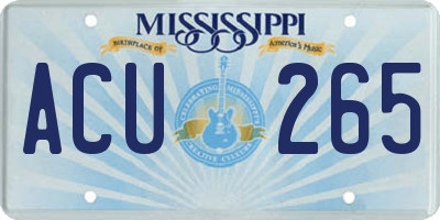 MS license plate ACU265