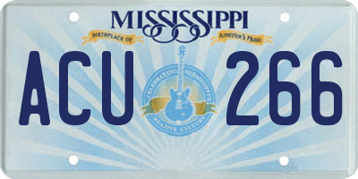 MS license plate ACU266