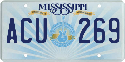 MS license plate ACU269