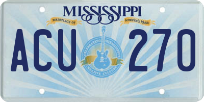MS license plate ACU270