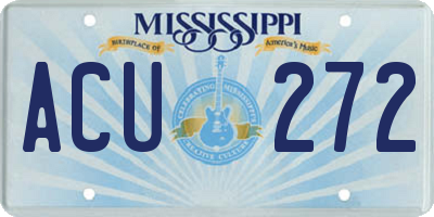 MS license plate ACU272