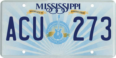 MS license plate ACU273