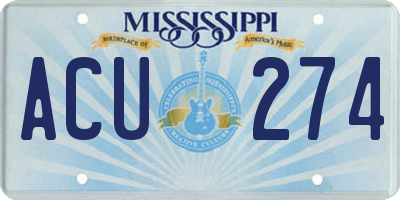 MS license plate ACU274