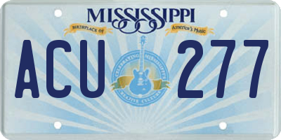 MS license plate ACU277