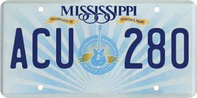 MS license plate ACU280