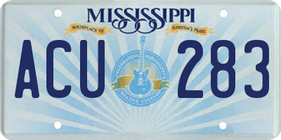 MS license plate ACU283