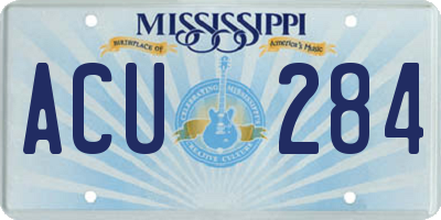 MS license plate ACU284