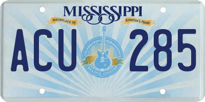 MS license plate ACU285