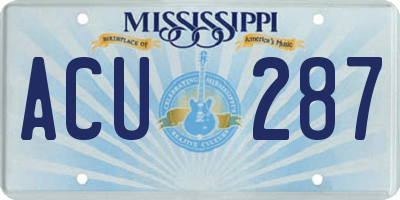 MS license plate ACU287