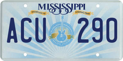 MS license plate ACU290