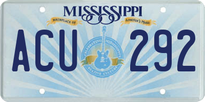 MS license plate ACU292