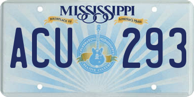 MS license plate ACU293