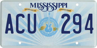 MS license plate ACU294