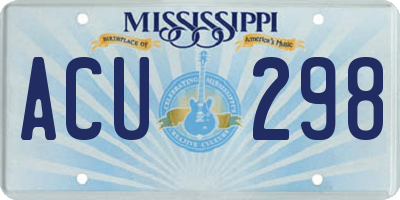 MS license plate ACU298