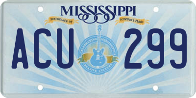 MS license plate ACU299