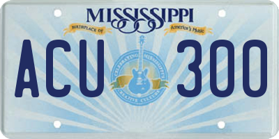 MS license plate ACU300