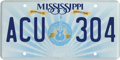 MS license plate ACU304