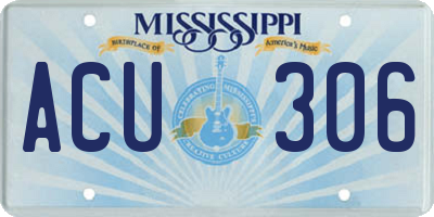 MS license plate ACU306