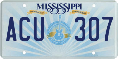 MS license plate ACU307
