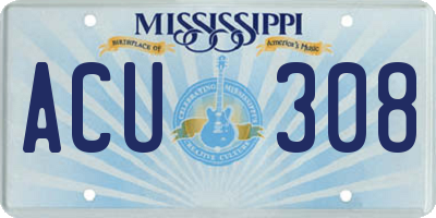 MS license plate ACU308