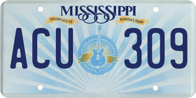 MS license plate ACU309