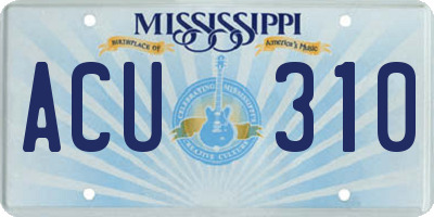 MS license plate ACU310