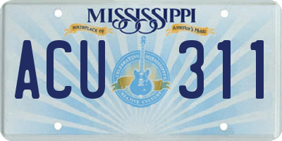 MS license plate ACU311