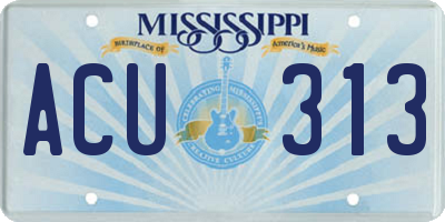 MS license plate ACU313