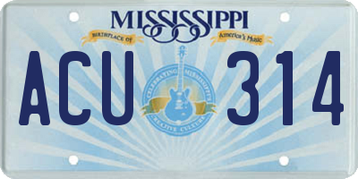 MS license plate ACU314