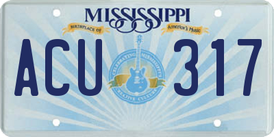 MS license plate ACU317