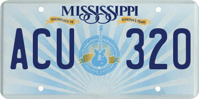 MS license plate ACU320