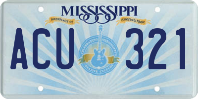 MS license plate ACU321