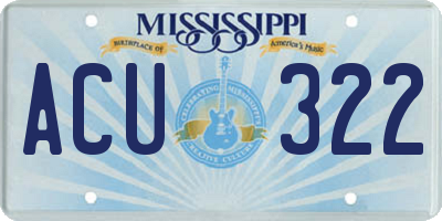 MS license plate ACU322