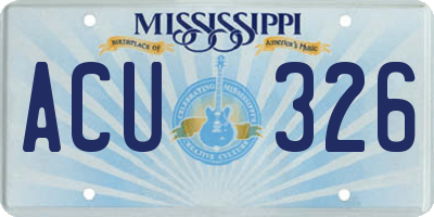 MS license plate ACU326