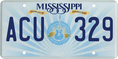 MS license plate ACU329