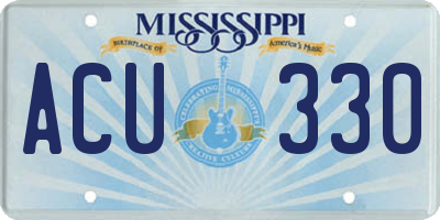 MS license plate ACU330