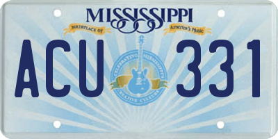 MS license plate ACU331