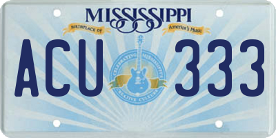 MS license plate ACU333