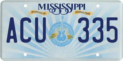 MS license plate ACU335