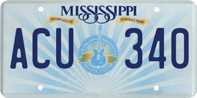 MS license plate ACU340
