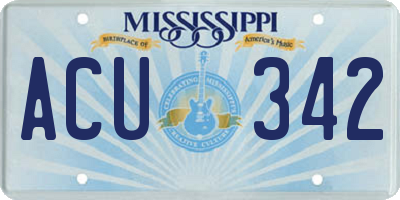 MS license plate ACU342