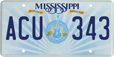 MS license plate ACU343
