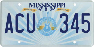 MS license plate ACU345