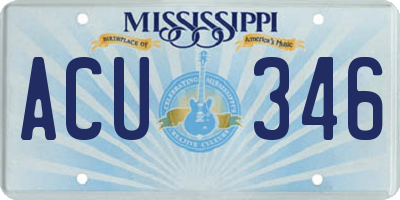 MS license plate ACU346