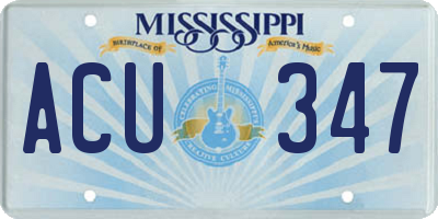 MS license plate ACU347