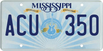MS license plate ACU350