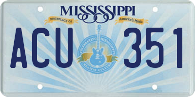 MS license plate ACU351
