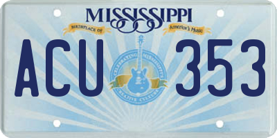MS license plate ACU353